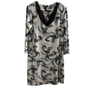 Soma Cream and Black Print Nightgown size Medium